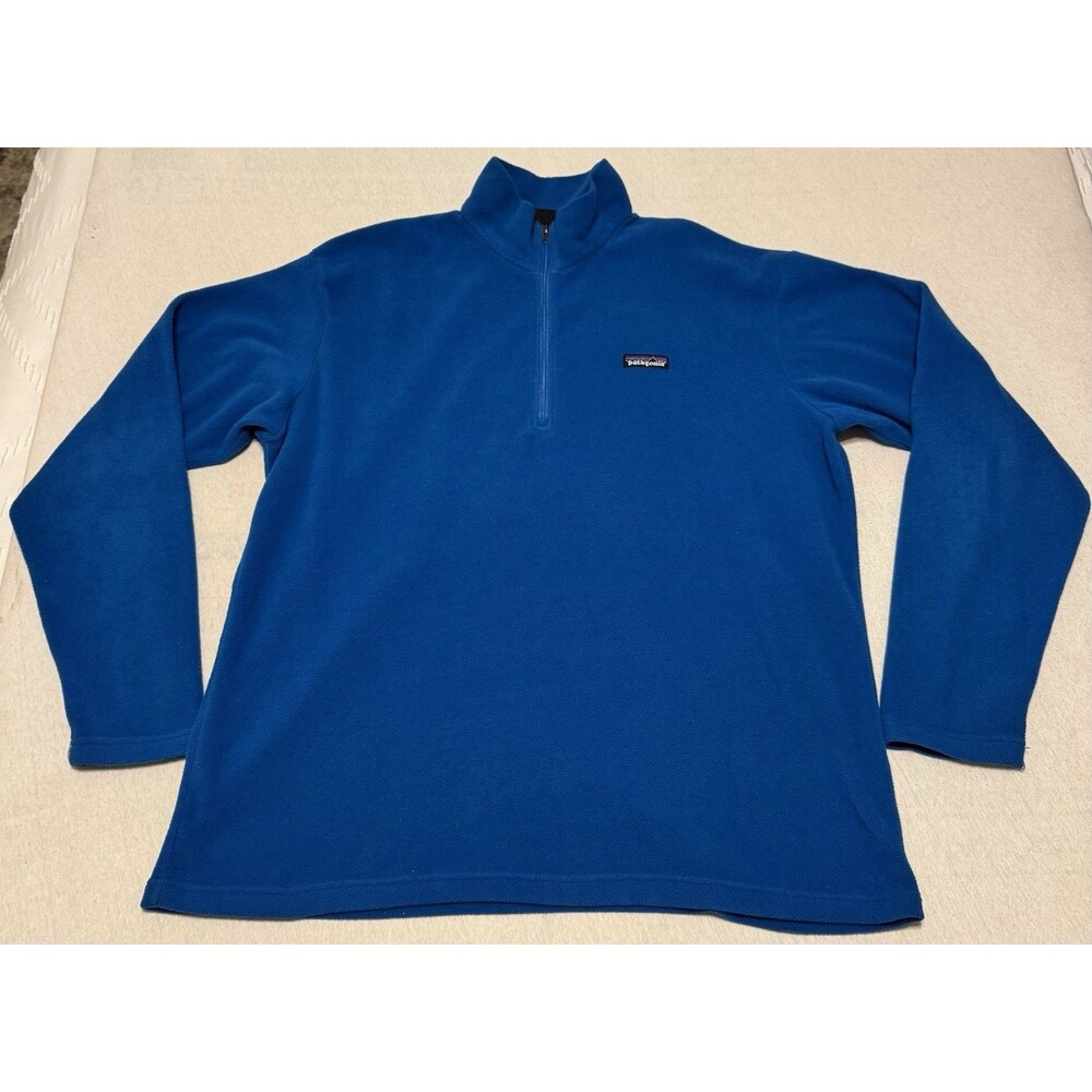 Patagonia Synchilla Men's XL Blue 1/4 Zip Fleece Pullover NBC Sports Logo Rare